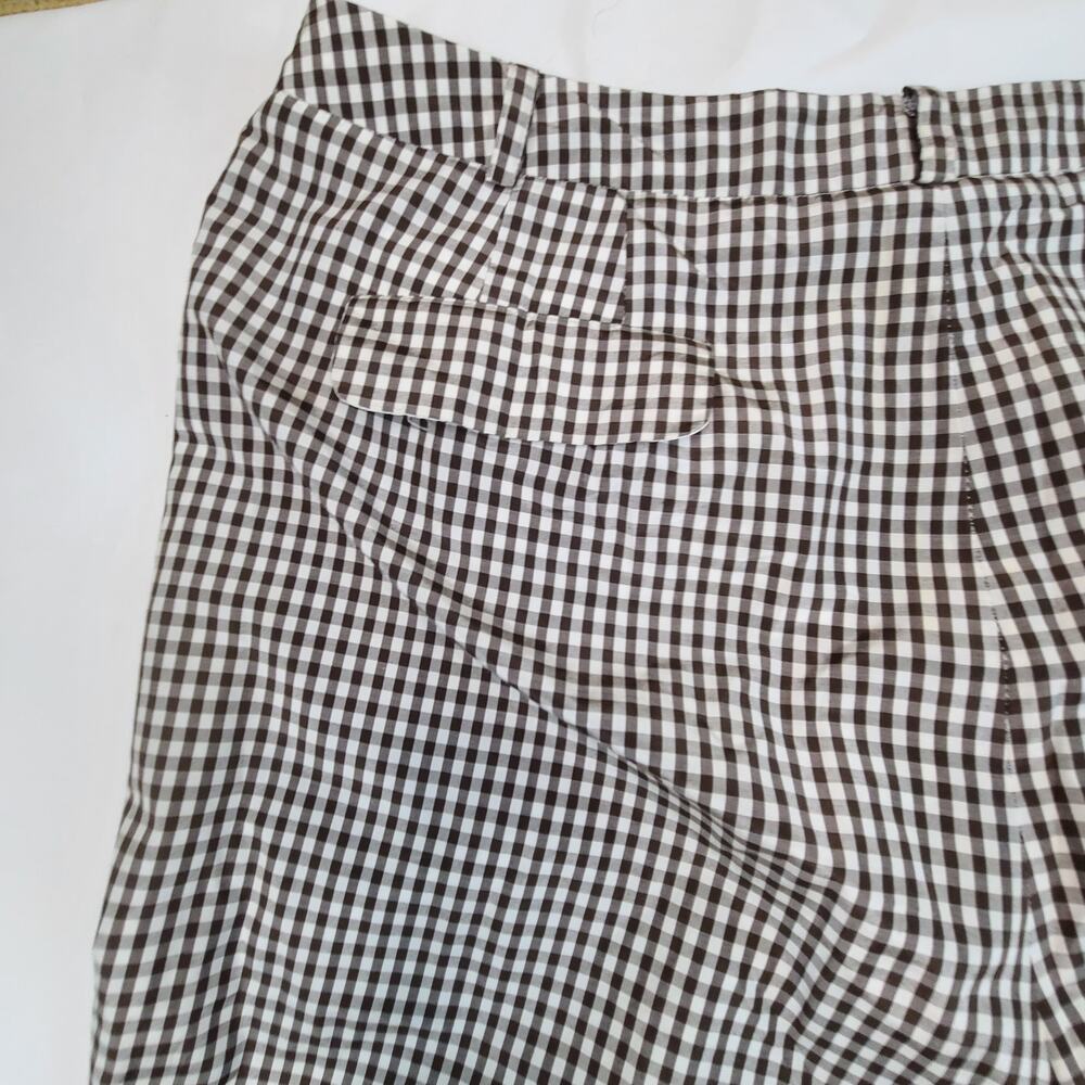 Talbots Hampshire Ankle Pants Brown White Gingham Check Cuff Silk Cotton 16 - Picture 12 of 12